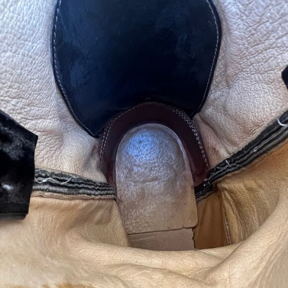 Vintage Justin Boots Black Roper Pull On Round Toe Cowboy Western 3133 8 1/2 D - Picture 8 of 9